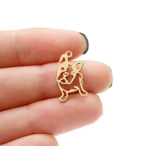 Stainless Steel Animal Pendants, 304 Stainless Steel, Dog, Vacuum Ion Plating, DIY, more colors for choice, 10x17mm, 5PCs/Bag, Sold By Bag