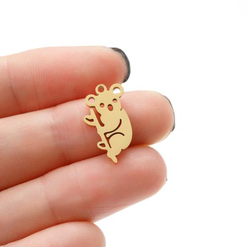 Stainless Steel Animal Pendants, 304 Stainless Steel, Koala, Vacuum Ion Plating, DIY, more colors for choice, 9x17mm, 5PCs/Bag, Sold By Bag