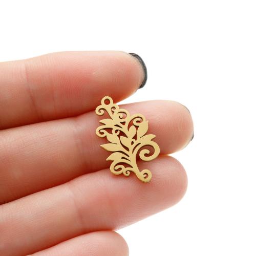 Stainless Steel Pendants, 304 Stainless Steel, Tree, Vacuum Ion Plating, DIY, more colors for choice, 11x20mm, 5PCs/Bag, Sold By Bag