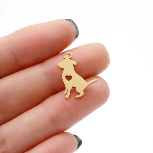 Stainless Steel Animal Pendants, 304 Stainless Steel, Dog, Vacuum Ion Plating, DIY, more colors for choice, 12x17mm, 5PCs/Bag, Sold By Bag