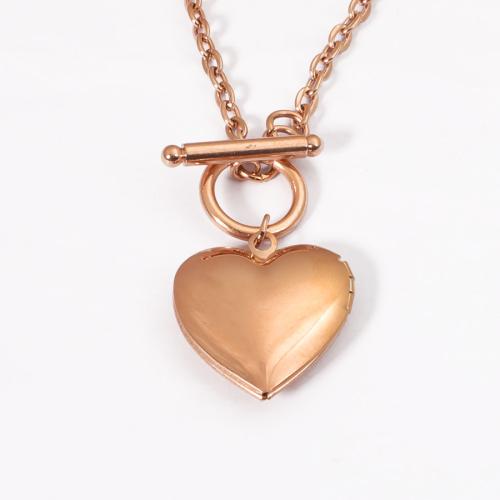 Stainless Steel Jewelry Necklace 304 Stainless Steel Heart Vacuum Ion Plating fashion jewelry & for woman Length Approx 43 cm Sold By PC