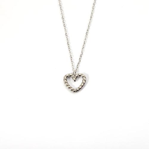 Stainless Steel Jewelry Necklace, 304 Stainless Steel, with 5cm extender chain, Heart, fashion jewelry & for woman, original color, 17x17mm, Length:Approx 45 cm, Sold By PC