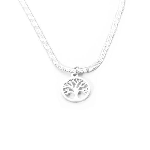 Edelstahl Schmuck Halskette, 304 Edelstahl, mit Verlängerungskettchen von 5cm, Baum des Lebens, Modeschmuck & für Frau, keine, 15mm, Länge:ca. 45 cm, verkauft von PC