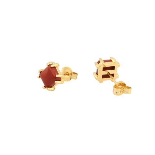Brass Stud Earring, with Gemstone, gold color plated, fashion jewelry & different size for choice & for woman, more colors for choice, nickel, lead & cadmium free, Sold By Pair