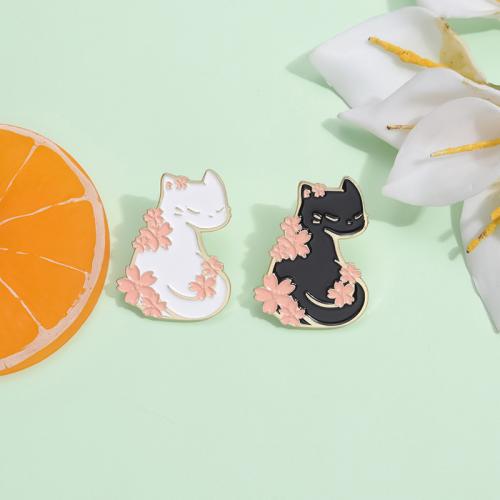 Zinc Alloy Brooches Cat stoving varnish Unisex nickel lead & cadmium free Sold By PC