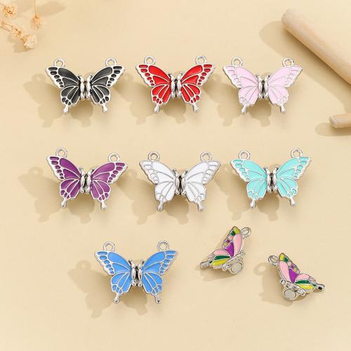 Zinc Alloy Animal Pendants Butterfly plated DIY & enamel nickel lead & cadmium free Sold By Pair
