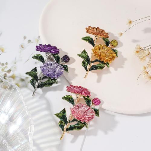 Tibetan Style Brooches, Flower, gold color plated, fashion jewelry & enamel, more colors for choice, nickel, lead & cadmium free, 38x54mm, Sold By PC