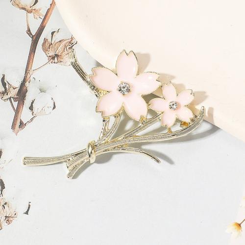 Zinc Alloy Brooches Flower silver color plated fashion jewelry & enamel & with rhinestone silver color nickel lead & cadmium free Sold By PC