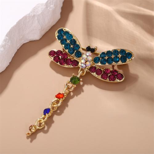 Tibetan Style Brooches, Dragonfly, plated, fashion jewelry & with rhinestone, more colors for choice, nickel, lead & cadmium free, 59x40mm, Sold By PC
