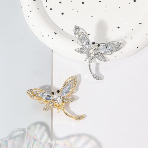 Zinc Alloy Brooches Dragonfly plated fashion jewelry & with rhinestone nickel lead & cadmium free Sold By PC