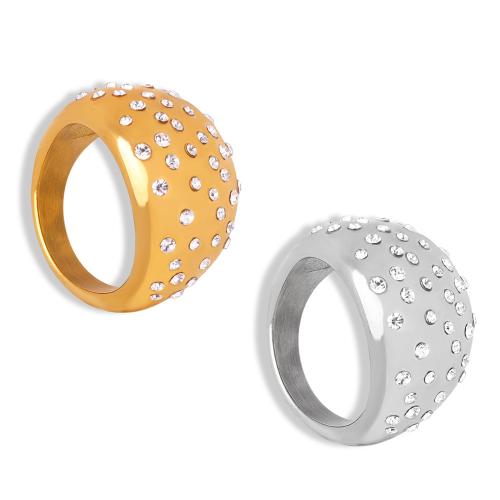 Titantium Steel δάχτυλο του δακτυλίου, Titanium Steel, επιχρυσωμένο, κοσμήματα μόδας & διαφορετικό μέγεθος για την επιλογή & για τη γυναίκα & με στρας, περισσότερα χρώματα για την επιλογή, Sold Με PC