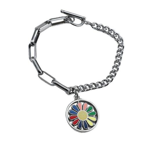 Bracelet d'acier titane, avec alliage de zinc, bijoux de mode & unisexe & émail, couleur originale, Longueur:Environ 22 cm, Vendu par PC
