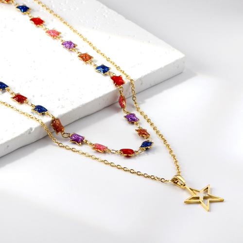 Edelstahl Schmuck Halskette, 304 Edelstahl, plattiert, Modeschmuck & verschiedene Stile für Wahl & für Frau & Emaille, keine, verkauft von setzen