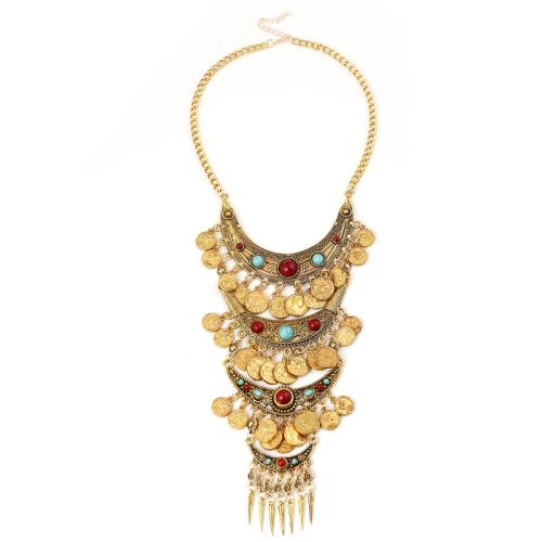 Tibetan Style Jewelry Necklace, with Resin & Copper Coated Plastic, with 5cm extender chain, plated, fashion jewelry & multilayer & for woman, more colors for choice, Length:45 cm, Sold By PC