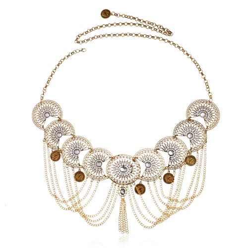 Body Chain Jewelry, Tibetan Style, fashion jewelry & for woman & with rhinestone, antique gold color, Length:105 cm, Sold By PC
