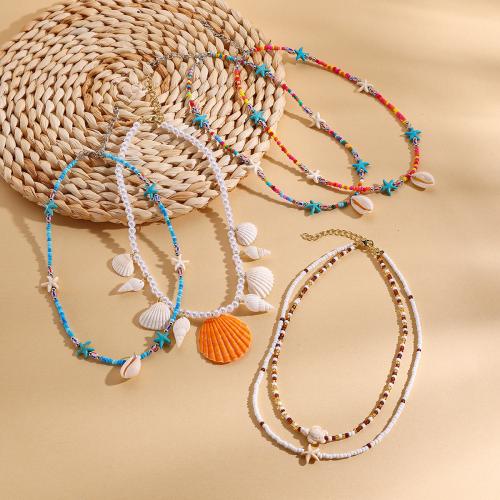 Seedbead Necklace, with Shell, handmade, fashion jewelry & different styles for choice & for woman, Sold By PC