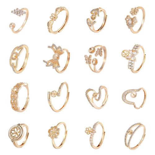 Brass Bezel Ring Base, plated, DIY & different styles for choice & micro pave cubic zirconia, more colors for choice, US Ring Size:7, Sold By PC