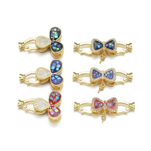 Brass Jewelry Clasps, with Abalone Shell, plated, DIY & different styles for choice & micro pave cubic zirconia & enamel, more colors for choice, Sold By PC