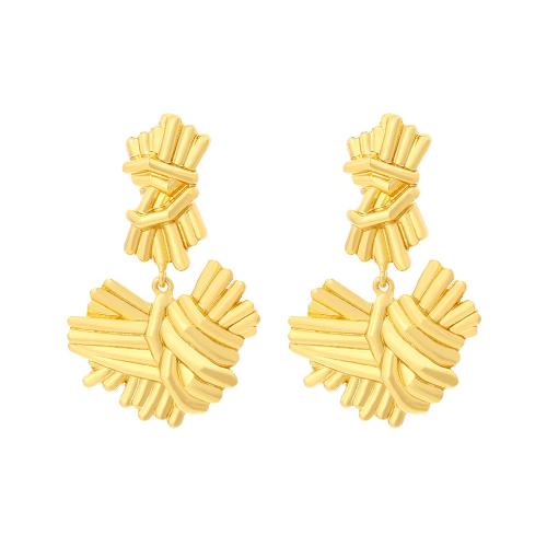 Tibetan Style Stud Earring, plated, for woman, golden, 54x35mm, Sold By Pair