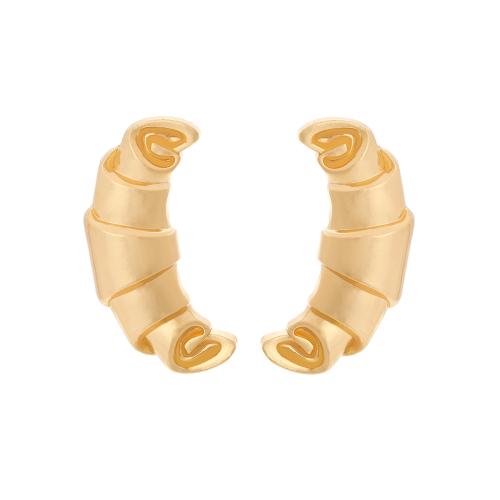 Tibetan Style Stud Earring, plated, for woman, golden, 59x35mm, Sold By Pair