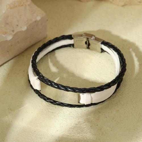 Stainless Steel Jewelry Bracelet 304 Stainless Steel with leather cord plated for man Sold By PC