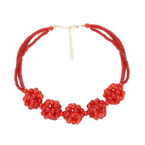 Edelstein Schmuck Halskette, Zinklegierung, mit Granat, mit Verlängerungskettchen von 7cm, für Frau, rot, Länge:ca. 40 cm, verkauft von PC