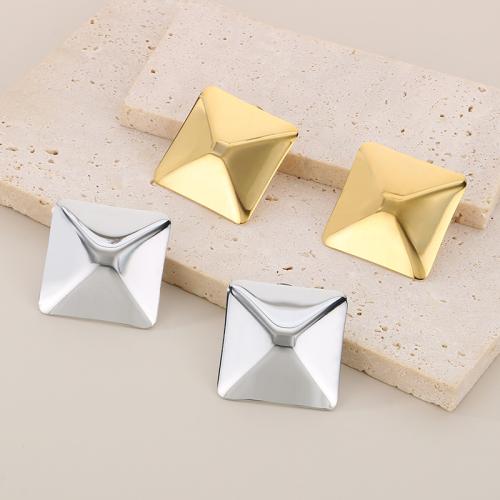 Stainless Steel Stud Earrings, 304 Stainless Steel,  Square, Vacuum Ion Plating, for woman, more colors for choice, Sold By Pair