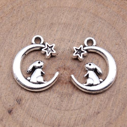 Tibetan Style Pendants, Moon and Star, antique silver color plated, DIY, Sold By PC