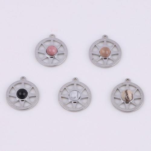 Stainless Steel Pendants, 316 Stainless Steel, with Natural Stone, different materials for choice, original color, 12mm, 10PCs/Bag, Sold By Bag