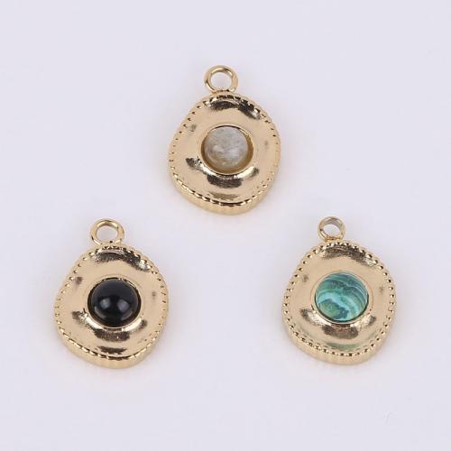 Stainless Steel Pendants, 316 Stainless Steel, with Natural Stone, Vacuum Ion Plating, different materials for choice, golden, 14x10mm, 10PCs/Bag, Sold By Bag