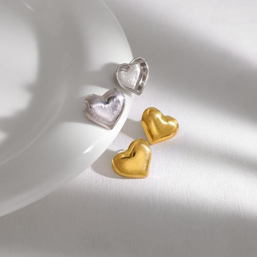 Stainless Steel Stud Earrings, 304 Stainless Steel, Heart, fashion jewelry & for woman, more colors for choice, 16.50x19.80mm, Sold By Pair