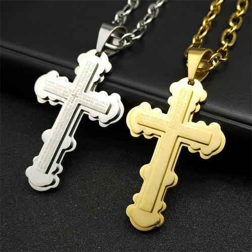 Stainless Steel Jewelry Necklace 304 Stainless Steel Cross fashion jewelry & Unisex Length Approx 55 cm Sold By PC