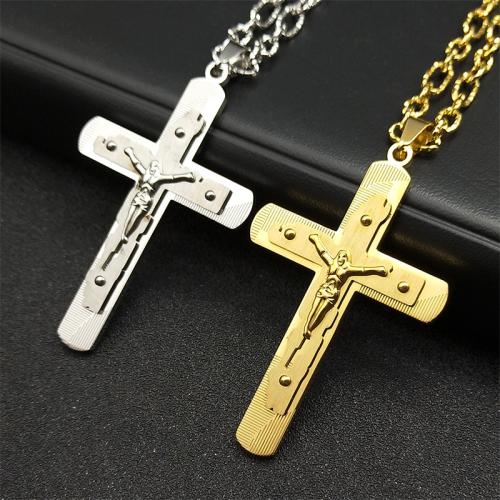 Stainless Steel Jewelry Necklace 304 Stainless Steel Cross fashion jewelry & Unisex Length Approx 50 cm Sold By PC
