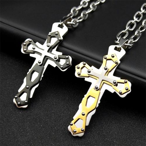 Stainless Steel Jewelry Necklace 304 Stainless Steel Cross fashion jewelry & Unisex Length Approx 55 cm Sold By PC
