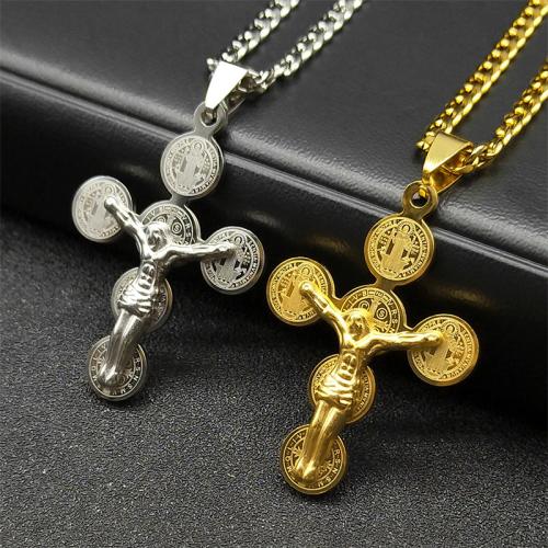 Stainless Steel Jewelry Necklace, 304 Stainless Steel, Cross, fashion jewelry & Unisex, more colors for choice, 38x29mm, Length:Approx 60 cm, Sold By PC