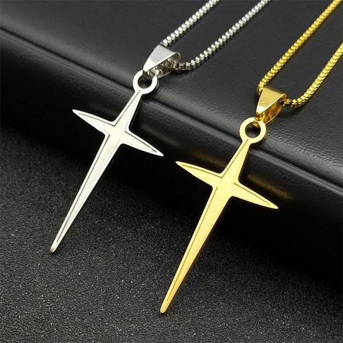 Stainless Steel Jewelry Necklace 304 Stainless Steel Cross fashion jewelry & Unisex Length Approx 45 cm Sold By PC