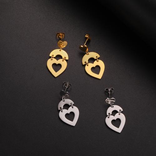 Stainless Steel Drop Earring, 304 Stainless Steel, Heart, fashion jewelry & for woman, more colors for choice, Sold By Pair
