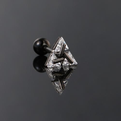 Boucles d'oreilles en laiton zircon cubique pavent, triangle, bijoux de mode & unisexe & pavé de micro zircon, 7x7mm, Vendu par PC