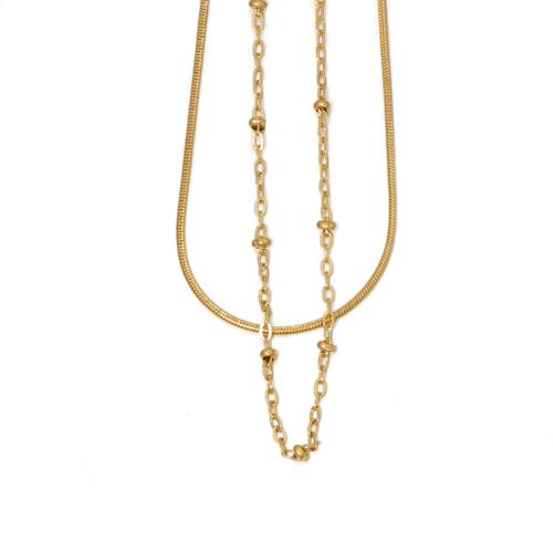Edelstahl Schmuck Halskette, 304 Edelstahl, mit Verlängerungskettchen von 5cm, Doppelschicht & Modeschmuck & für Frau, keine, Länge:ca. 40 cm, ca. 43 cm, verkauft von PC