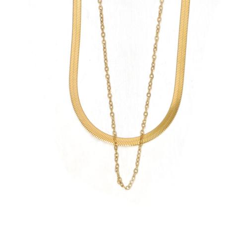 Edelstahl Schmuck Halskette, 304 Edelstahl, mit Verlängerungskettchen von 5cm, Doppelschicht & Modeschmuck & für Frau, keine, Länge:ca. 40 cm, ca. 41 cm, verkauft von PC