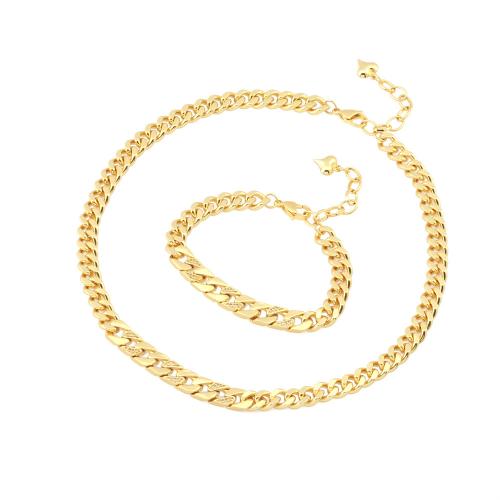 Brass Jewelry Set bracelet & necklace gold color plated fashion jewelry & for woman nickel lead & cadmium free Sold By PC
