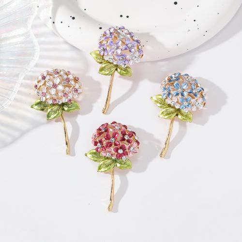 Tibetan Style Brooches, Flower, plated, fashion jewelry & enamel & with rhinestone, more colors for choice, nickel, lead & cadmium free, 53x31mm, Sold By PC