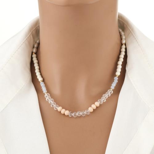 Collana di cristallo, with turchese & perla in plastica, with 5cm extender chain, gioielli di moda, Lunghezza 38 cm, Venduto da coppia
