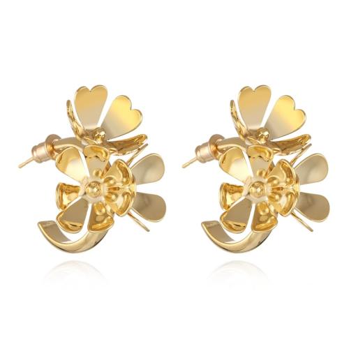 Brass Stud Earring Flower plated fashion jewelry nickel lead & cadmium free Sold By Pair