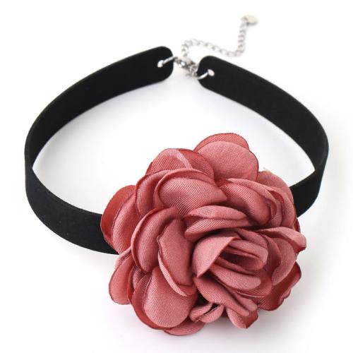 Collar Necklace, Velveteen, with Cloth & 304 Stainless Steel, Flower, fashion jewelry, more colors for choice, nickel, lead & cadmium free, Sold By PC