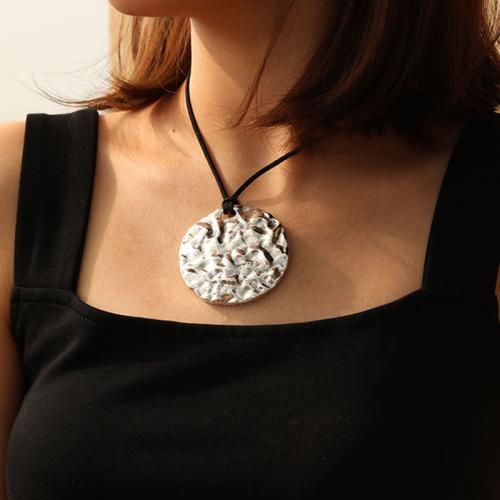Zinc Alloy Necklace with Wax Cord plated fashion jewelry silver color Sold By PC