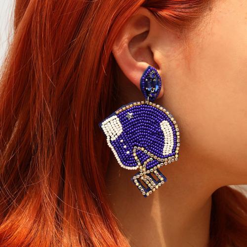 Filt Drop Earring, med Seedbead, mode smykker & med rhinestone, flere farver til valg, 54x83mm, Solgt af par