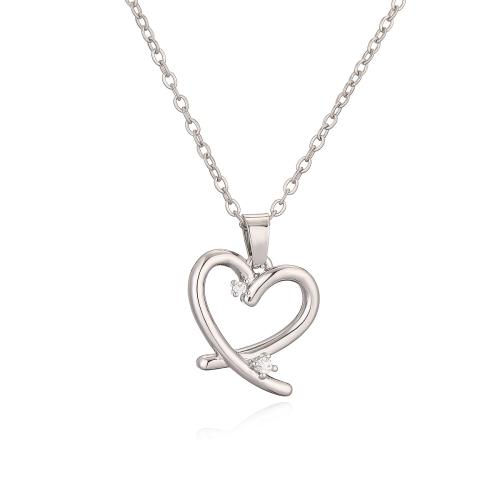 Cubic Zircon Micro Pave Brass Necklace Heart plated micro pave cubic zirconia & for woman Sold By PC