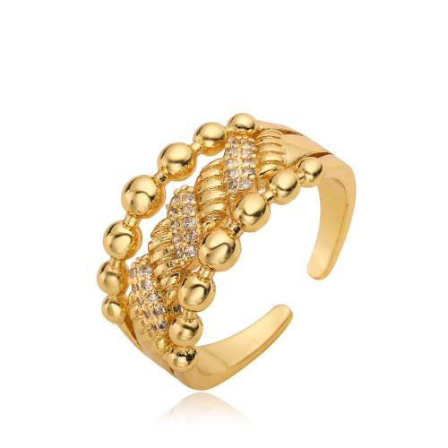 Cubic Zirconia Micro Pave Brass Ring plated & micro pave cubic zirconia & for woman golden Sold By PC
