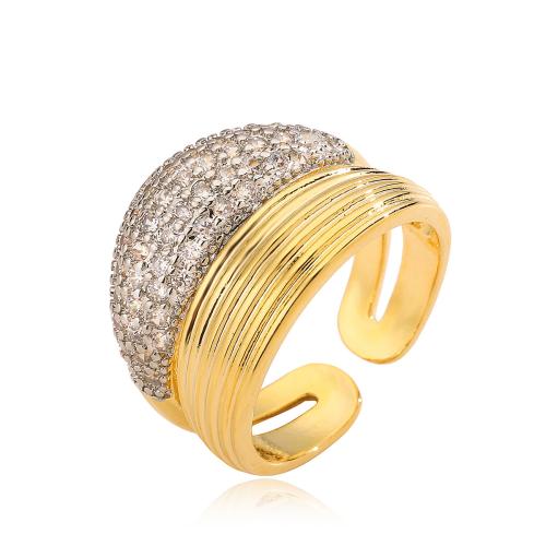 Cubic Zirconia Micro Pave Brass Ring plated micro pave cubic zirconia & for woman golden Sold By PC